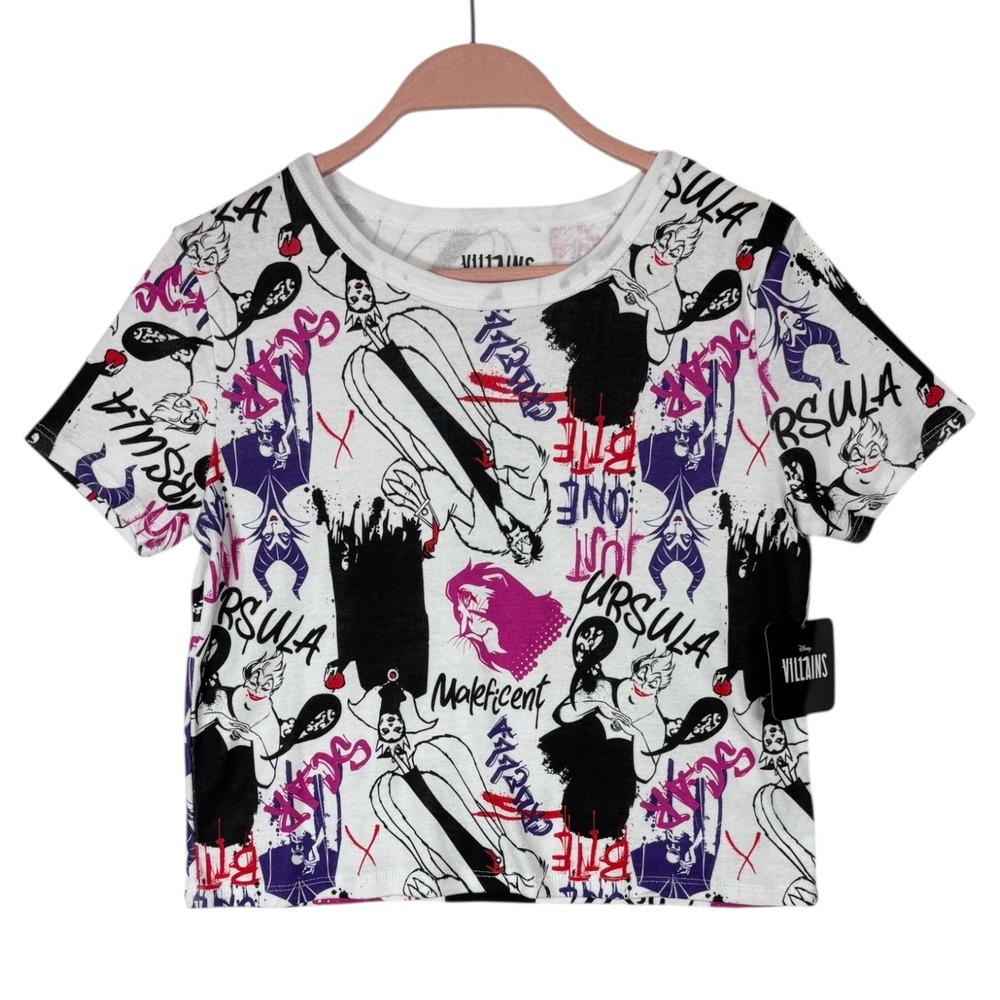 Disney Villains Girls sz L Graphic T Shirt Ursula Maleficent Cruella De Vil Top